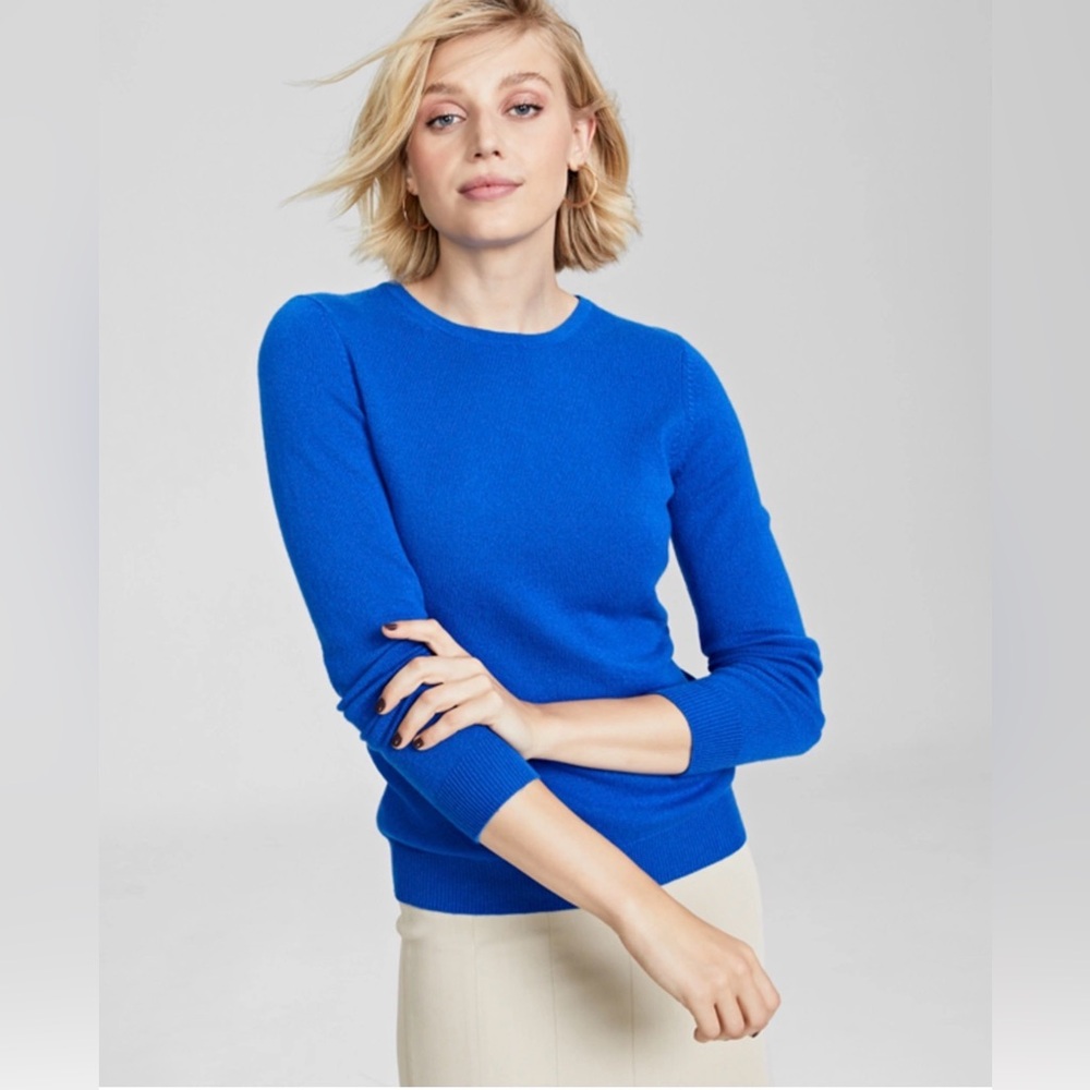 Charter Club Cashmere Crewneck Sweater - Vibrant Blue